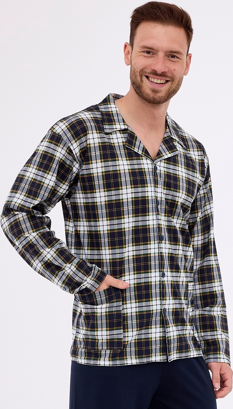 Čierne kárované pánske pyžamo Cornette 114/73 dł/r M-2XL Veľkosť: XL