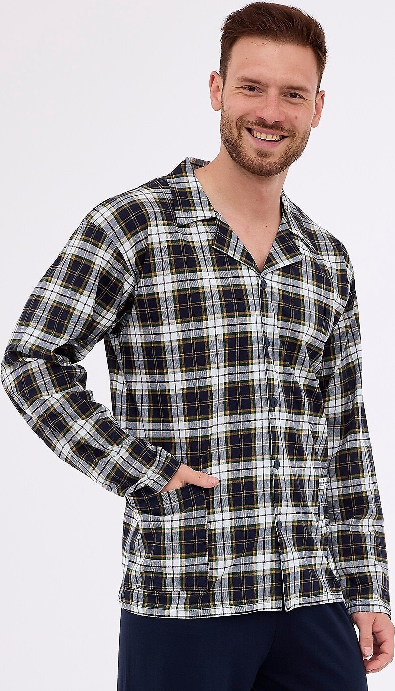 Čierne kárované pánske pyžamo Cornette Plus 114/73 dł/r 3XL-5XL Veľkosť: 4XL