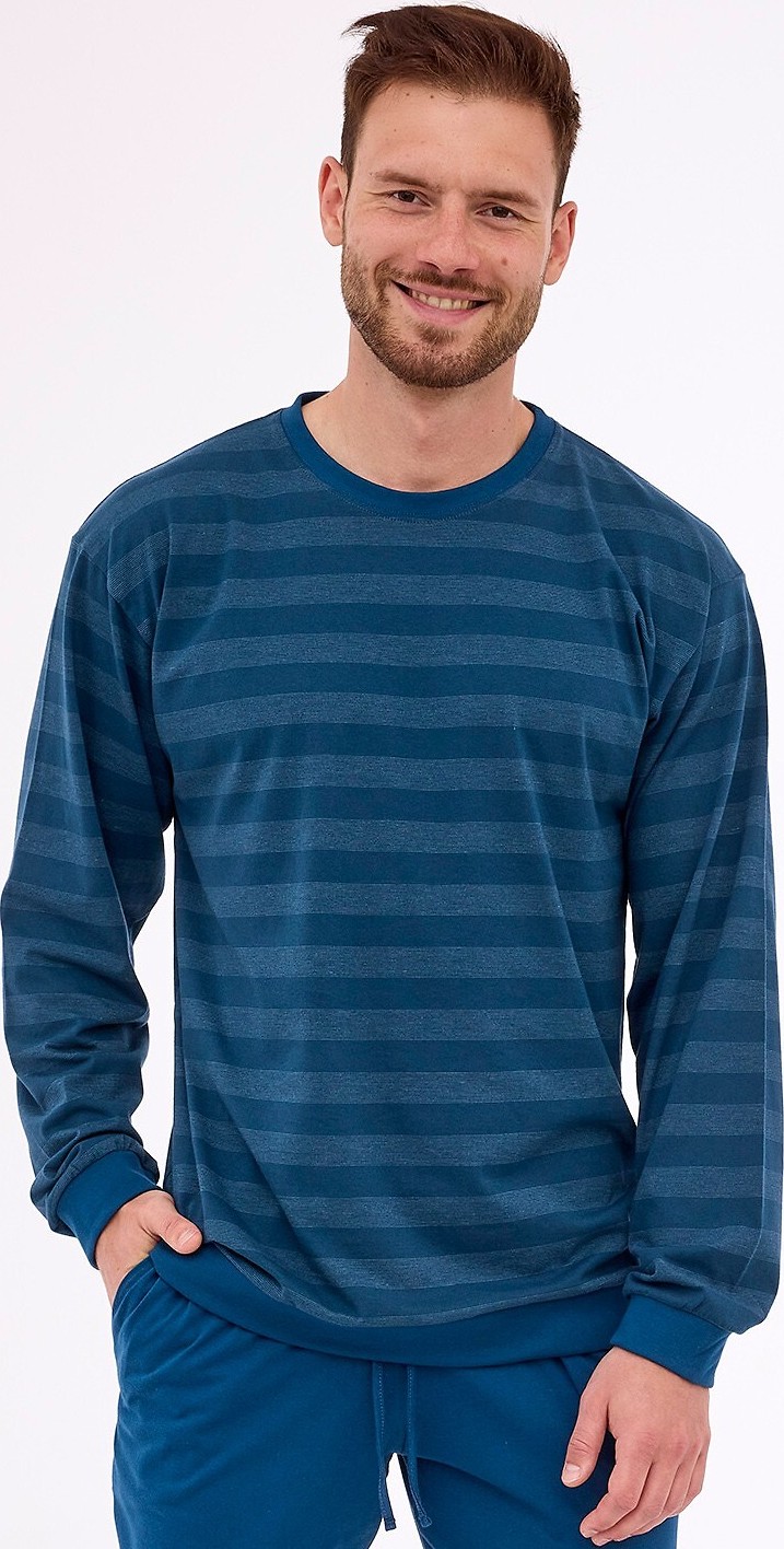 Tmavomodré pruhované dlhé pyžamo Cornette Loose 117/278 Loose 13 dł/r S-2XL meska Veľkosť: 2XL, Barva: Modrá