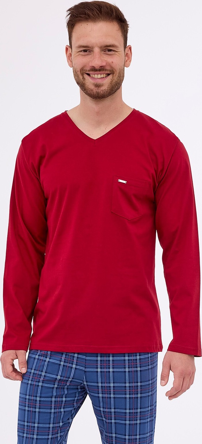 Červeno-modré kárované dlouhé pyžamo Cornette Gordon 122/262 Gordon dł/r S-2XL Veľkosť: L