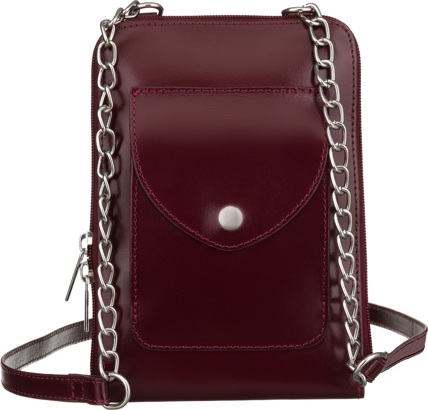 Čokoládovo hnedá kožená crossbody kabelka s púzdrom na telefón 4822-SB Veľkosť: ONE SIZE