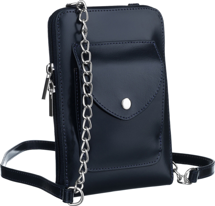 Tmavomodrá kožená crossbody kabelka s púzdrom na telefón 4822-SB Veľkosť: ONE SIZE