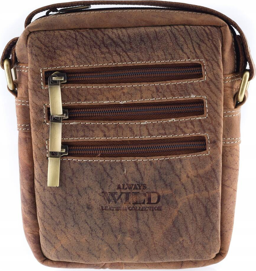 Always Wild hnedá kožená taška cez rameno so zipsami 250-MH Veľkosť: ONE SIZE