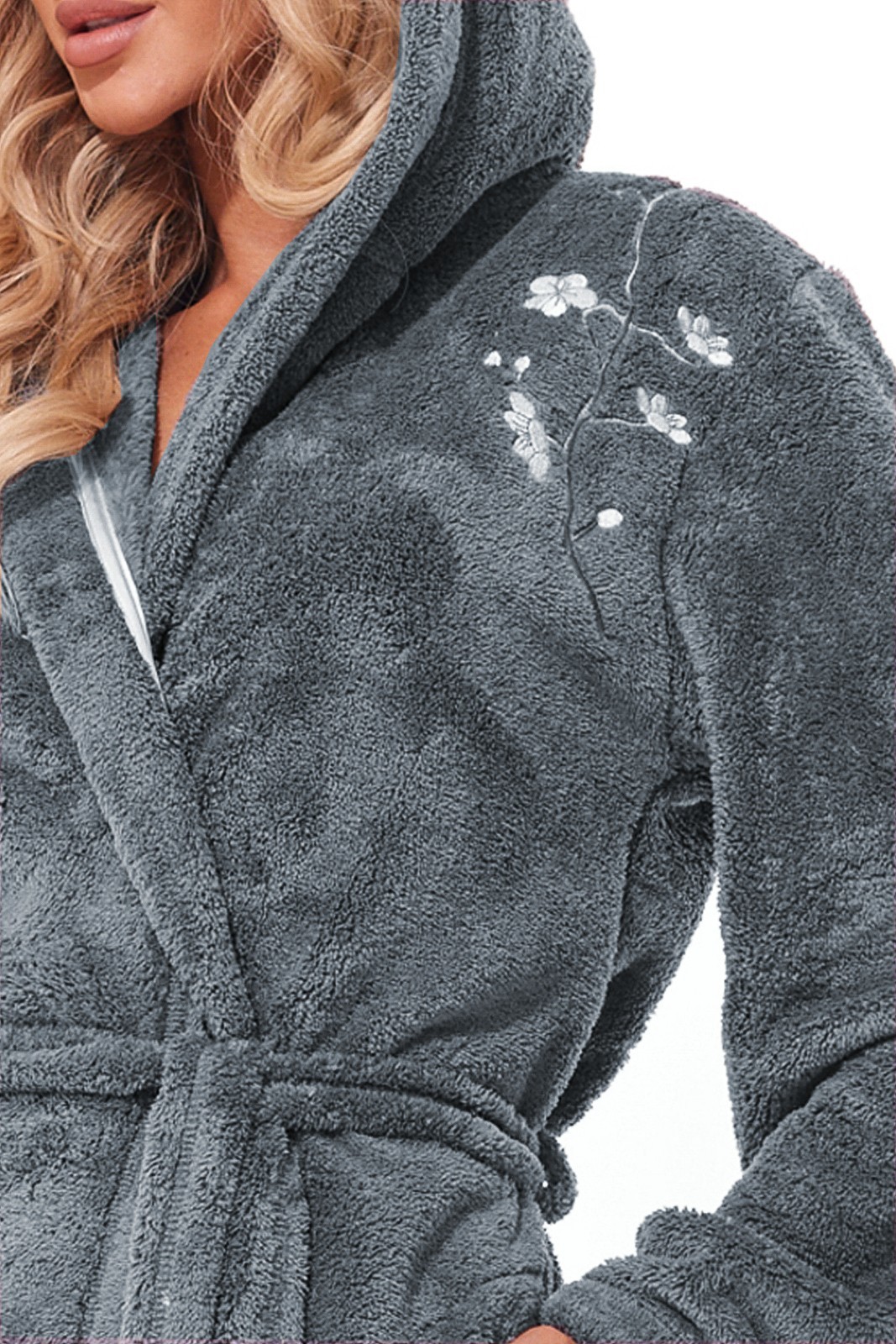 Krásny dámsky župan L&L Lili 2321 Lili S-2XL Veľkosť: XL, Barva: sivá