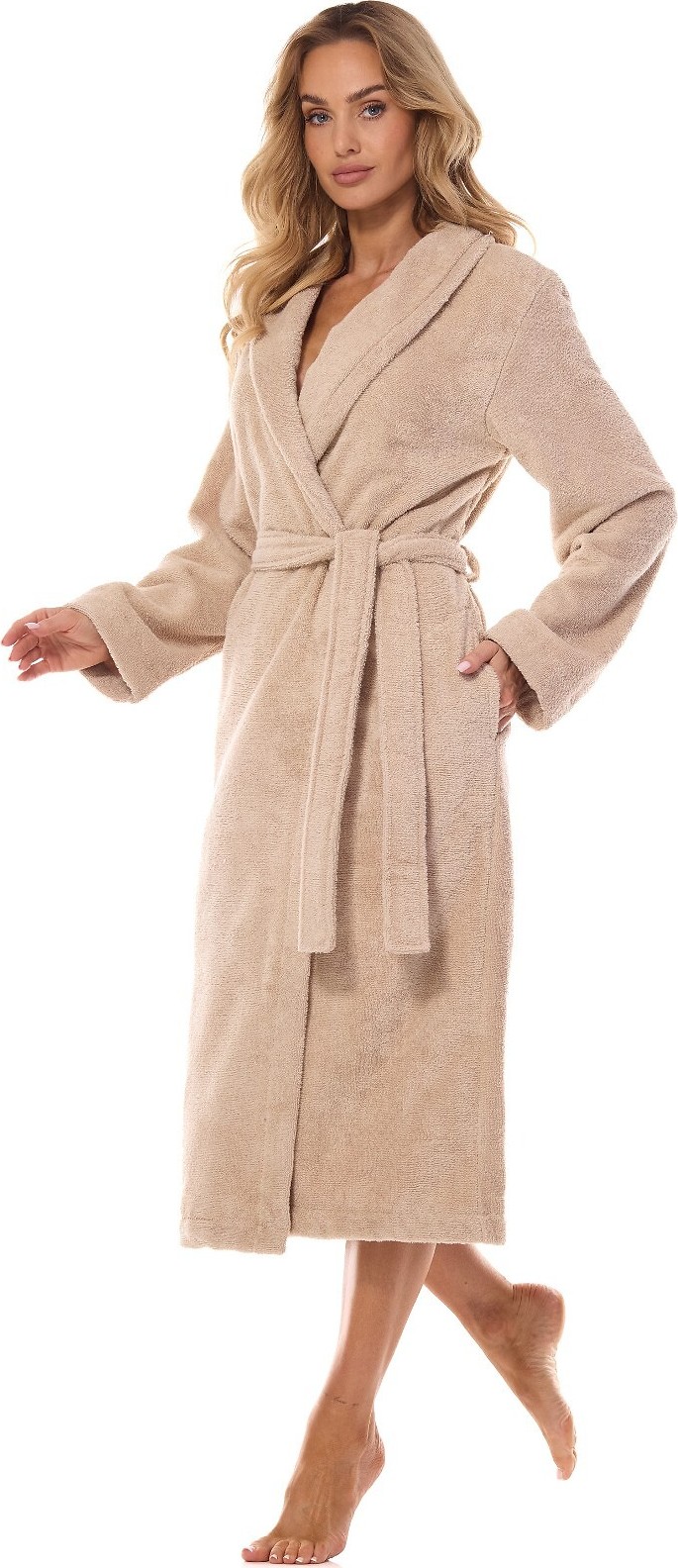 Dámsky župan L&L Basic 2408 3XL Veľkosť: 3XL, Barva: Béžová
