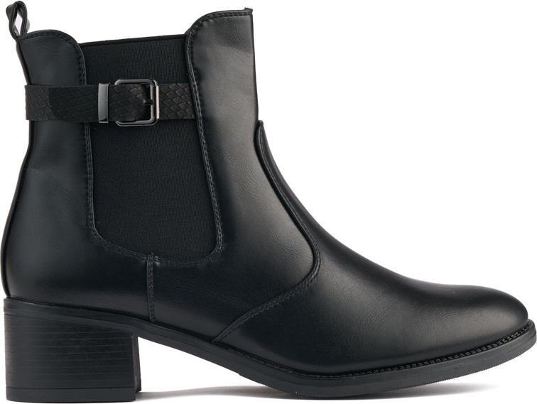 Čierne členkové dámske topánky na nízkom podpätku 888-83B Veľkosť: 36