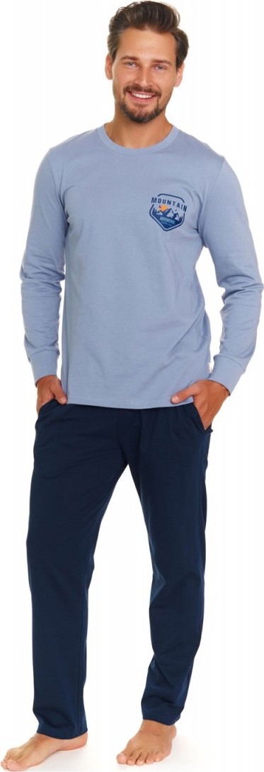 Doctor Nap modré pánske pyžamo s dlhým rukávom PMB.7139.SKY_BLUE niebieski Veľkosť: 2XL