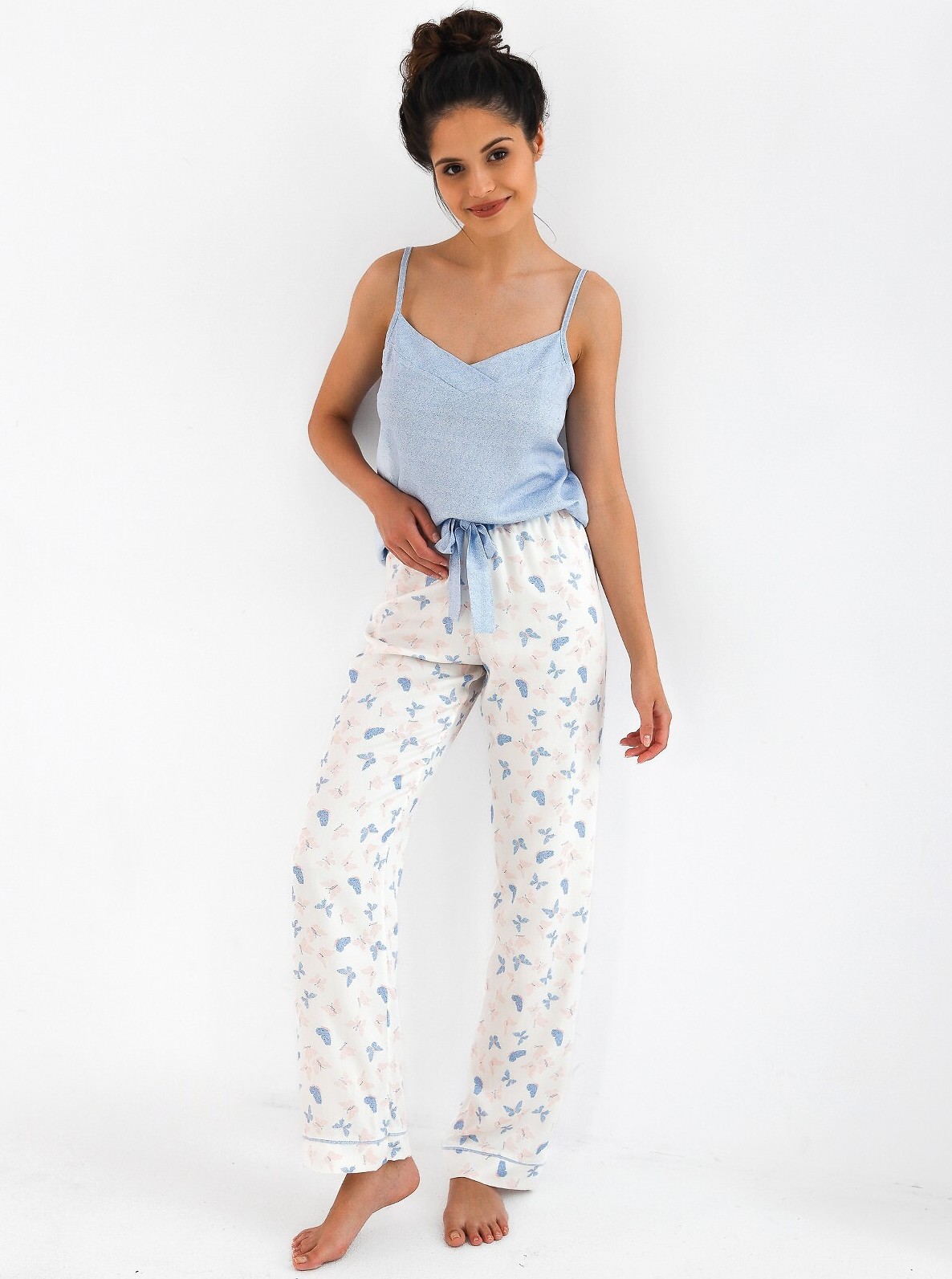 Modro-biele viskózové pyžamo Sensis Edita Veľkosť: L