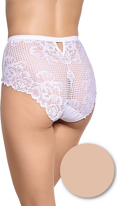Čipkové nohavičky s vysokým pásom Gabidar 201 S-2XL Veľkosť: M, Barva: Béžová