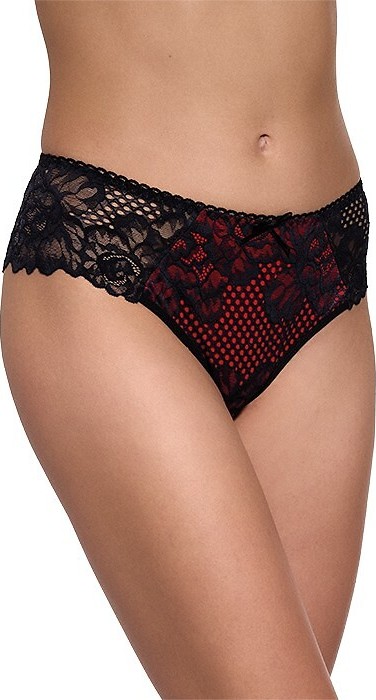 Klasické nohavičky zdobené čipkou Gabidar 202 S-XL Veľkosť: S, Barva: čierno-červená