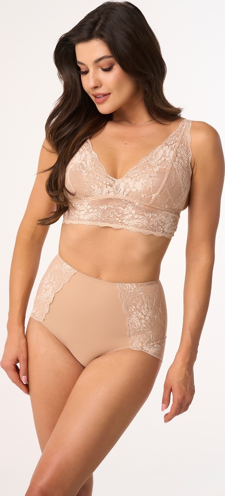 Čipkové nohavičky s vysokým pásom Babell BBL 204 Veľkosť: 3XL, Barva: Béžová