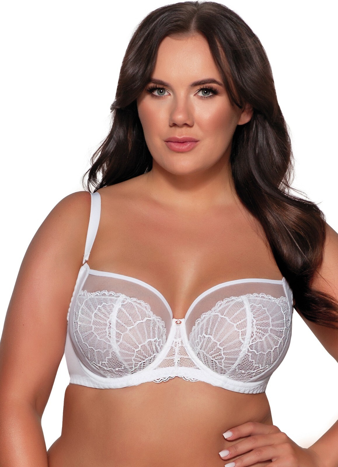 Podprsenka s čipkovým vzorom Ava 2109 Maxi Veľkosť: 90H, Barva: biela