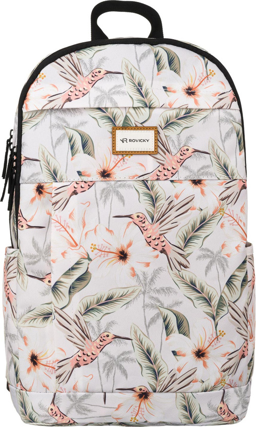 Rovicky biely dámsky batoh so vzorom vtáčikov R-PST 06 Veľkosť: ONE SIZE