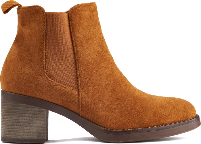 Karamelové chelsea členkové topánky na širokom podpätku 6617C Veľkosť: 38