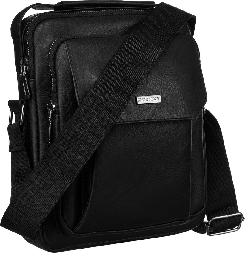 Rovicky čierna pánska messenger taška z ekologickej kože R-3084-2 Veľkosť: ONE SIZE