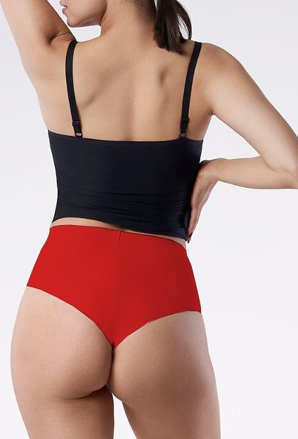 Dámske bezšvové brazilky s vyšším pásom Julimex Brasil Maxi Veľkosť: XL, Barva: Červená