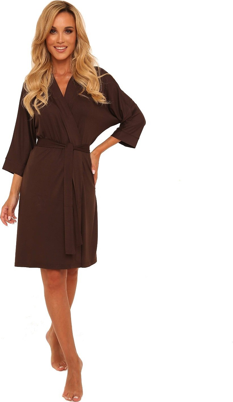 Viskózový jemný župan De Lafense Visa 871 Visa S-2XL Veľkosť: L, Barva: Čokoládová