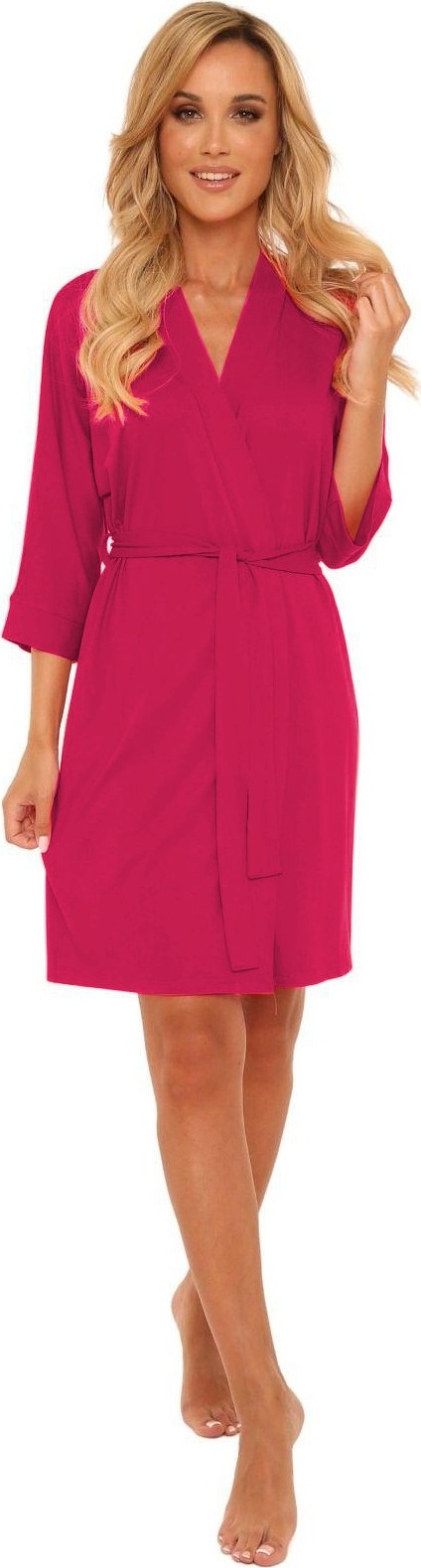 Viskózový jemný župan De Lafense Visa 871 Visa S-2XL Veľkosť: L, Barva: tmavoružová