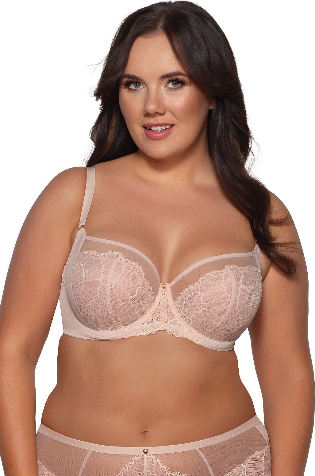 Podprsenka s čipkovým vzorom Ava 2109 Veľkosť: 85F, Barva: Béžová