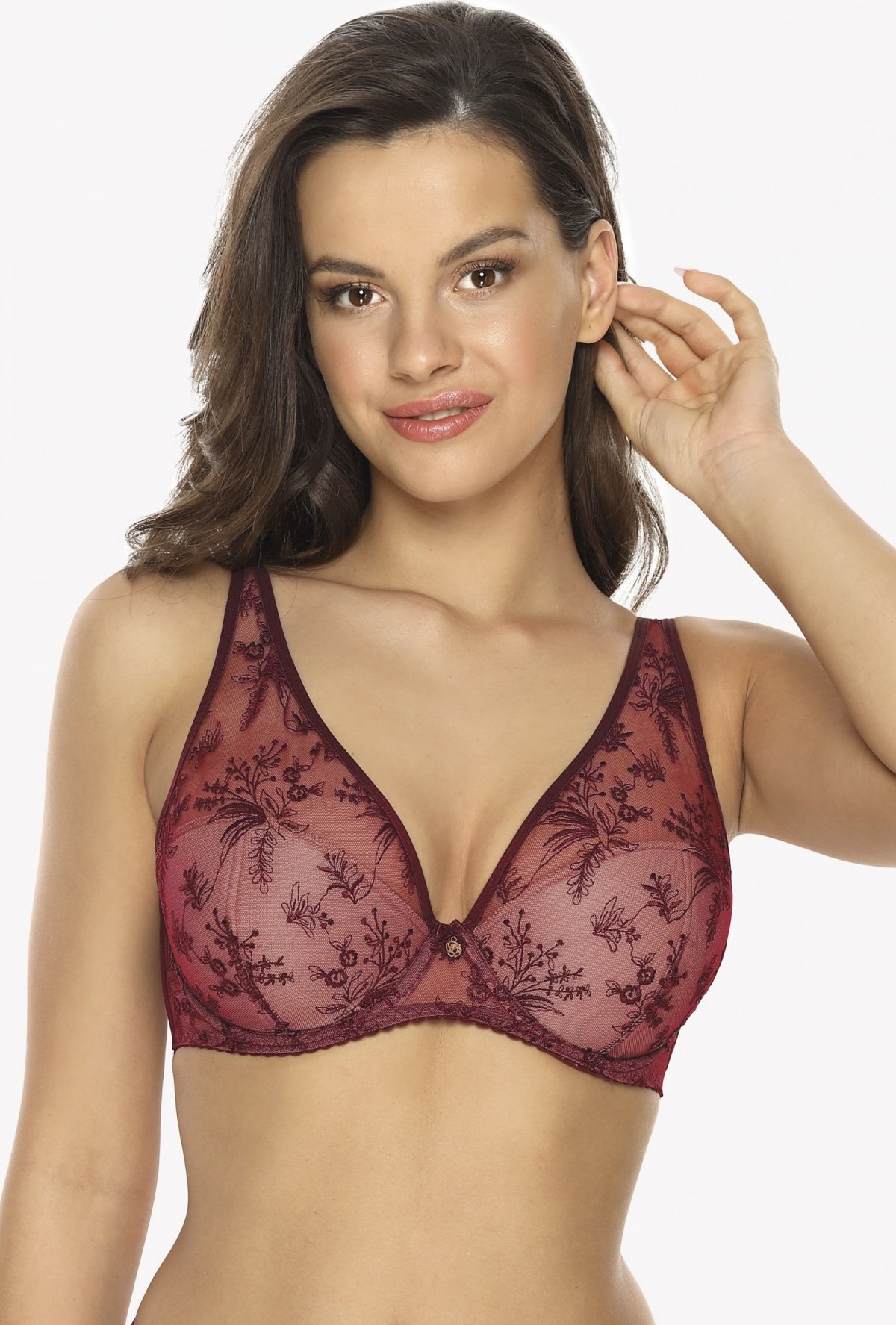 Vínová čipkovaná push-up braletka Jenny Gaia BS 1032 Jenny Veľkosť: 65G