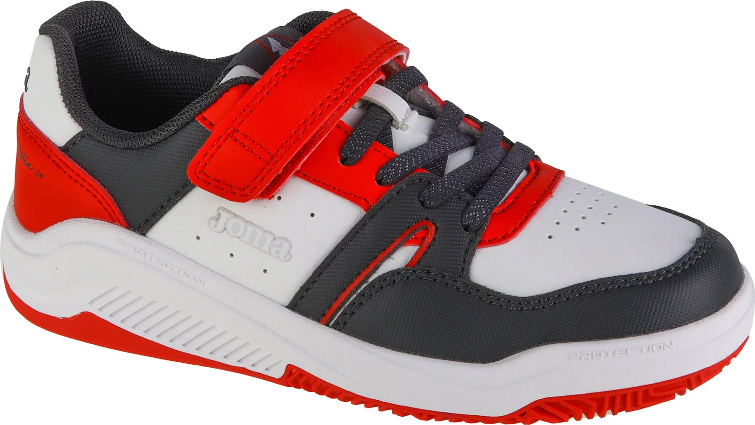 Bielo-čierno-červené chlapčenské tenisky Joma Platea Low Jr 2406 JPLAS2406V Veľkosť: 31