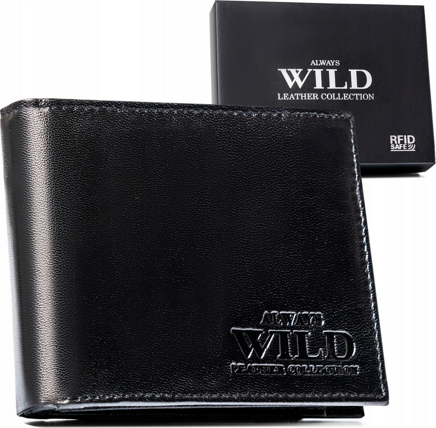 Always Wild čierna elegantná kožená peňaženka bez zapínania A252 N992-P-GCL Veľkosť: ONE SIZE