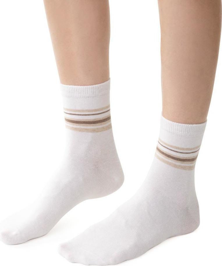 Smotanové dámske ponožky s prúžkami Art.099 DR012, ECRU Veľkosť: 35/37
