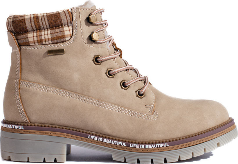 Dámske béžové workery s károvanou vsadkou GD-TL29BE Veľkosť: 36