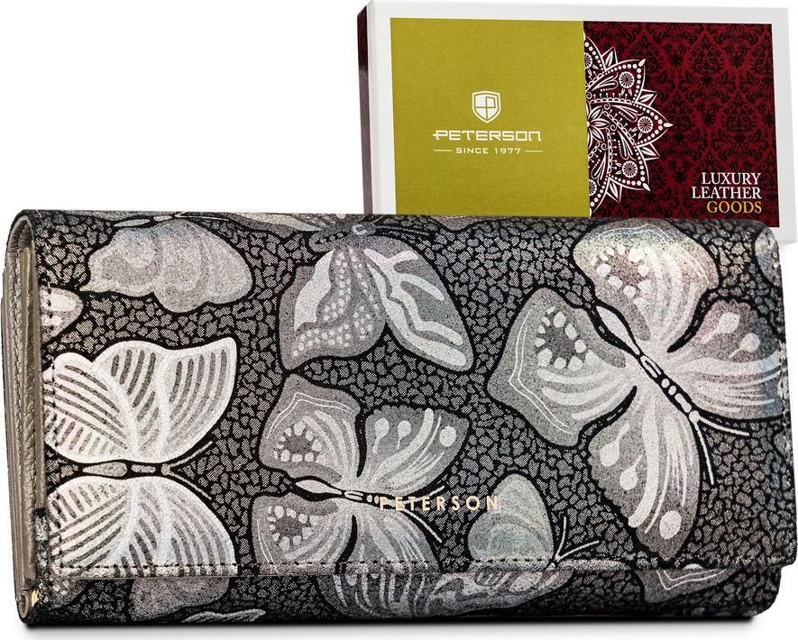 Peterson Sivá holografická peňaženka - motýliky Y545 [DH] PTN 42100-ONBF Veľkosť: ONE SIZE