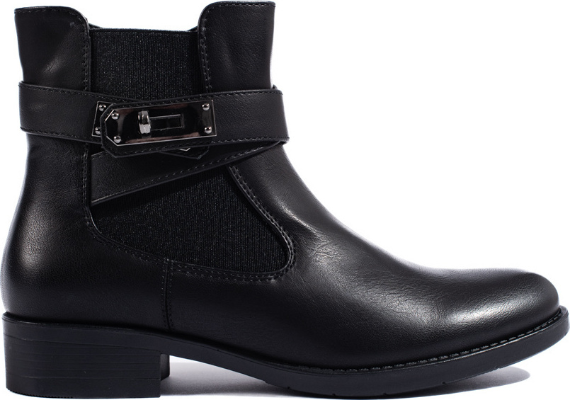 Čierne členkové topánky na plochom podpätku 6729B Veľkosť: 36