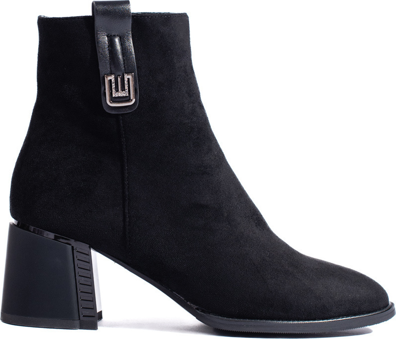 Čierne klasické semišové členkové topánky na podpätku GD-FL2088A-B Veľkosť: 37