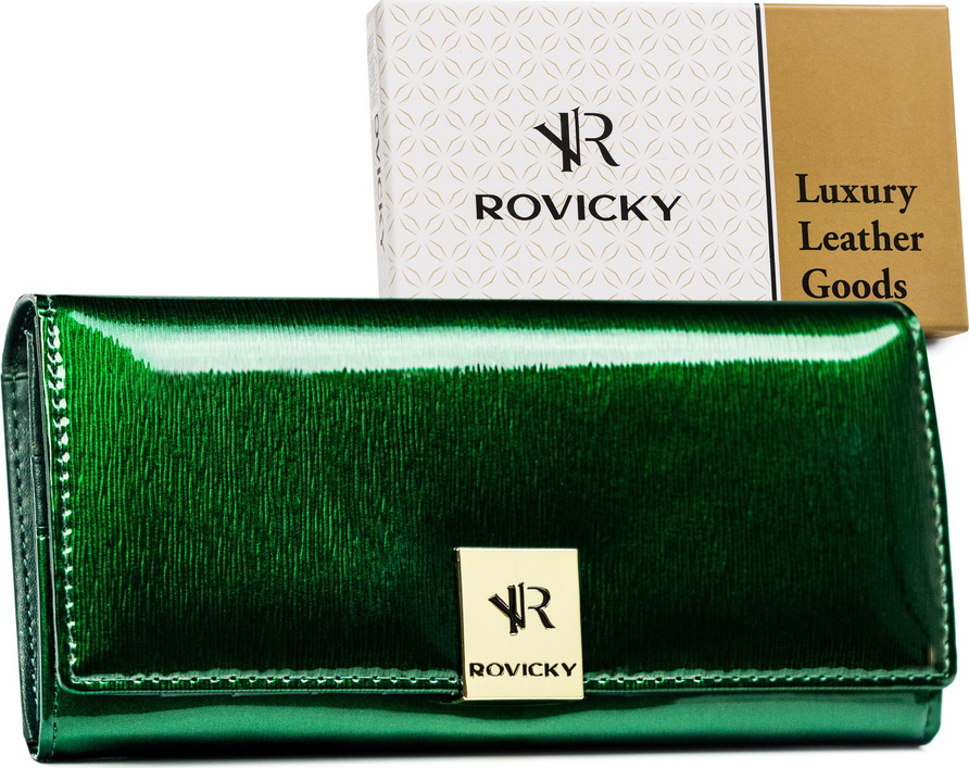 Rovicky Zelená dámska lakovaná kožená peňaženka V208 [DH] RH-27A-1-SH Veľkosť: ONE SIZE