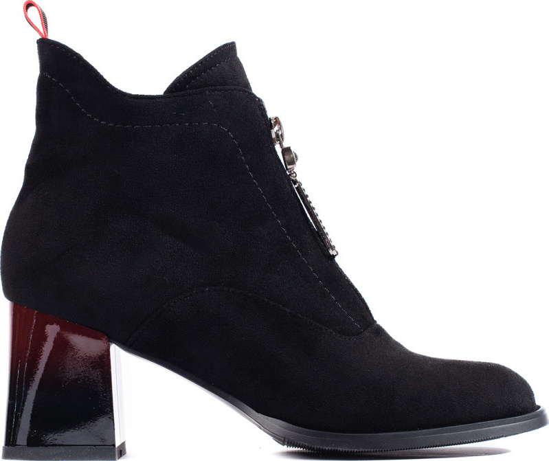 Semišové čierne členkové topánky na podpätku GD-FL2093A-B Veľkosť: 38