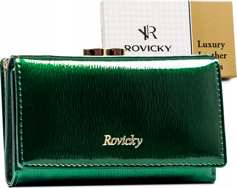 Rovicky Zelená dámska kožená lakovaná peňaženka V141 [DH] RH-23-1-SH Veľkosť: ONE SIZE