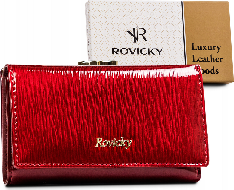 Rovicky Červená dámska kožená lakovaná peňaženka V128 [DH] RH-23-1-SH Veľkosť: ONE SIZE