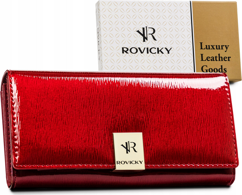 Rovicky Červená dámska lakovaná kožená peňaženka V127 [DH] RH-27A-1-SH Veľkosť: ONE SIZE