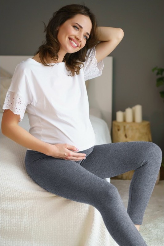 Sivé pohodlné tehotenské legíny Veľkosť: M