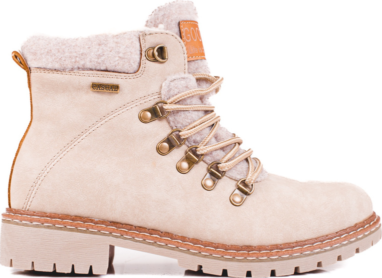 Béžové dámske traperky s kožušinou Shelovet GD-TL20BE Veľkosť: 36