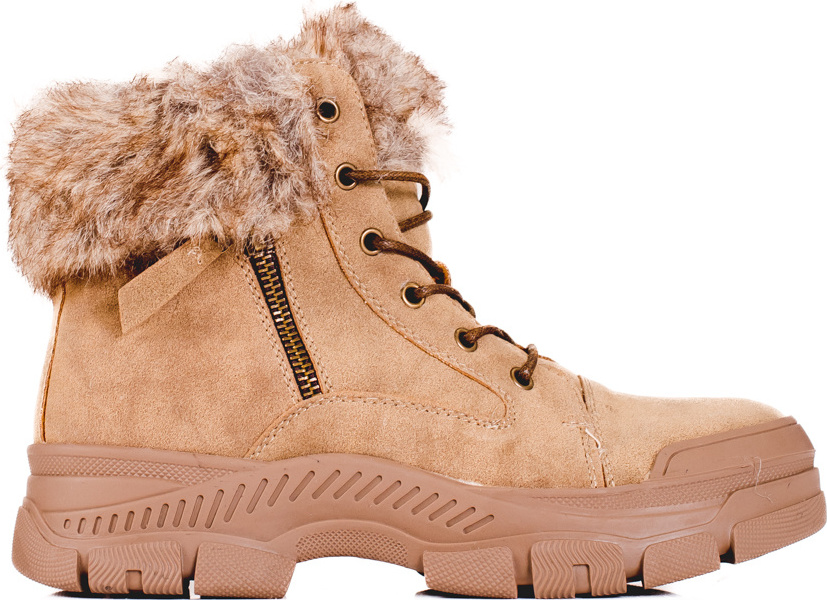 Hnedé dámske členkové topánky s kožúškom GD-TL39DK.BE Veľkosť: 37