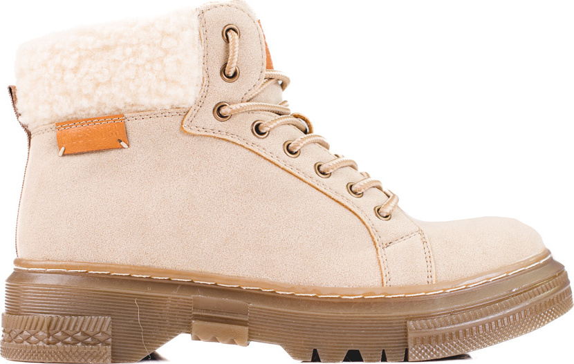 Béžové dámske členkové topánky s kožušinou GD-TL33BE Veľkosť: 37