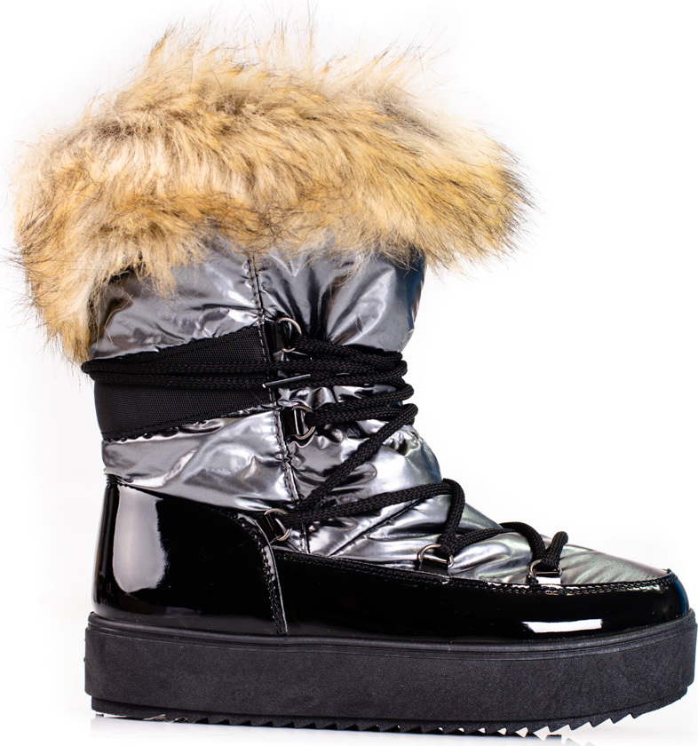 Dámske snehule na platforme s kožúškom Shelovet - strieborné OX2067DK.G Veľkosť: 36