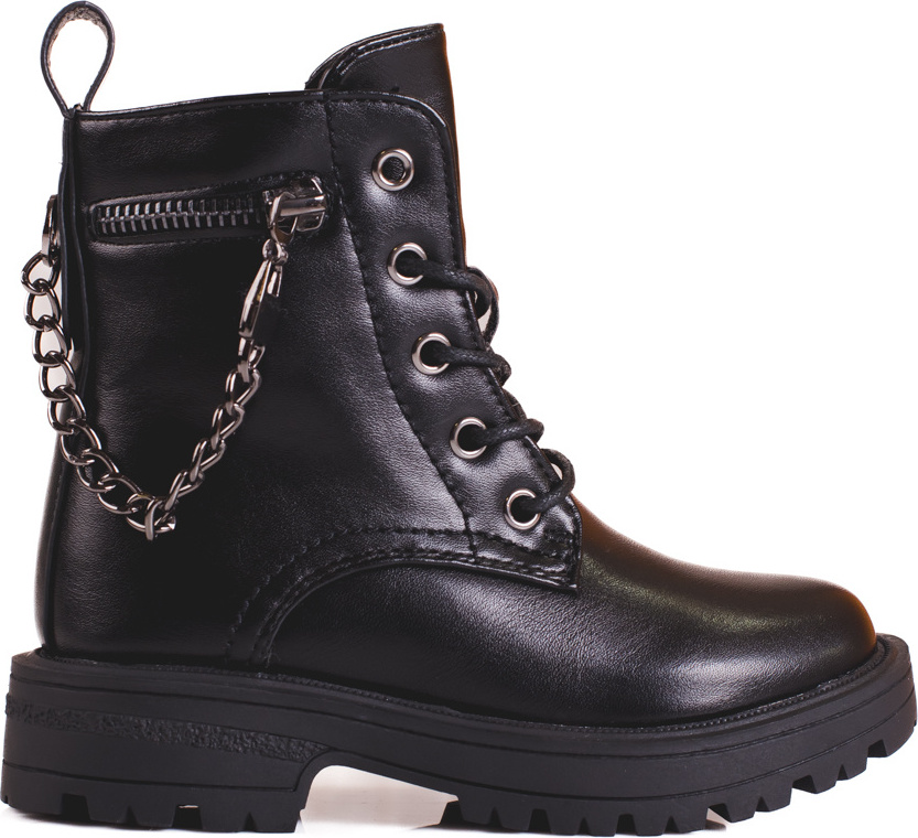 Čierne dievčenské členkové topánky s retiazkou B1827-1B-B Veľkosť: 29