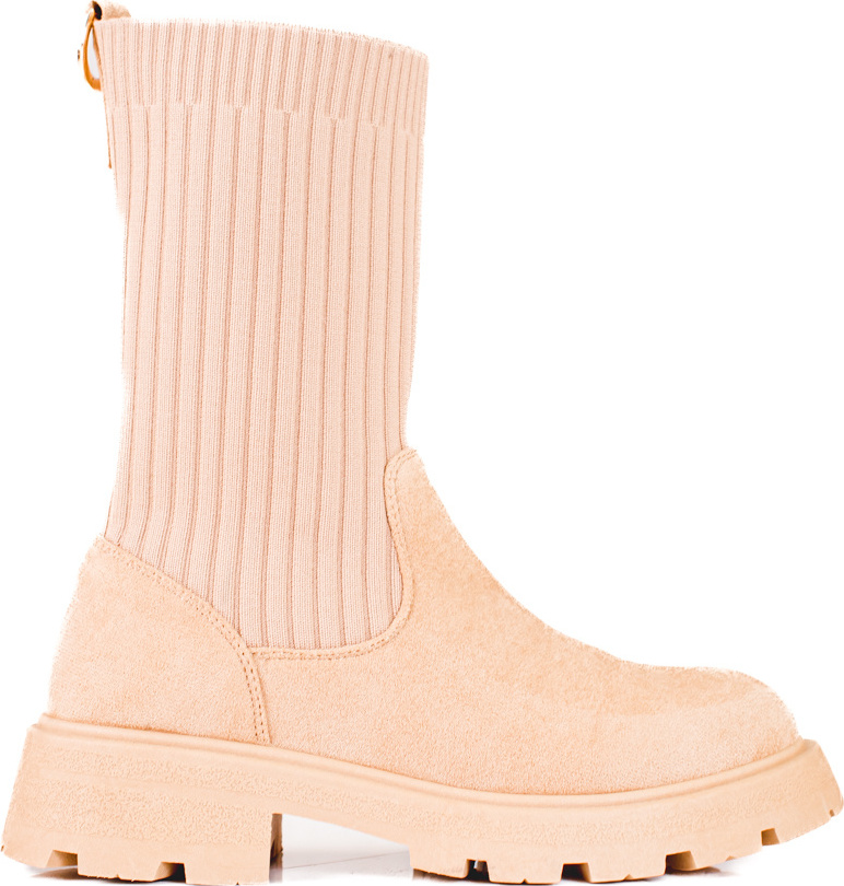 Béžové semišové čižmy s pružným zvrškom VL180P-KH Veľkosť: 39