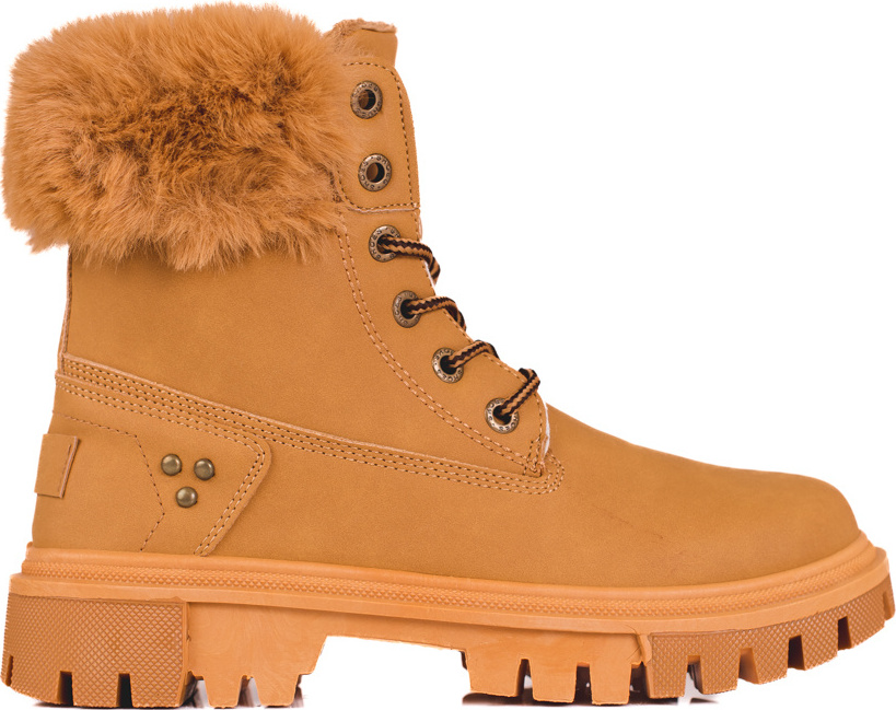 Hnedé dámske traperky s kožúškom OH-20Y Veľkosť: 38