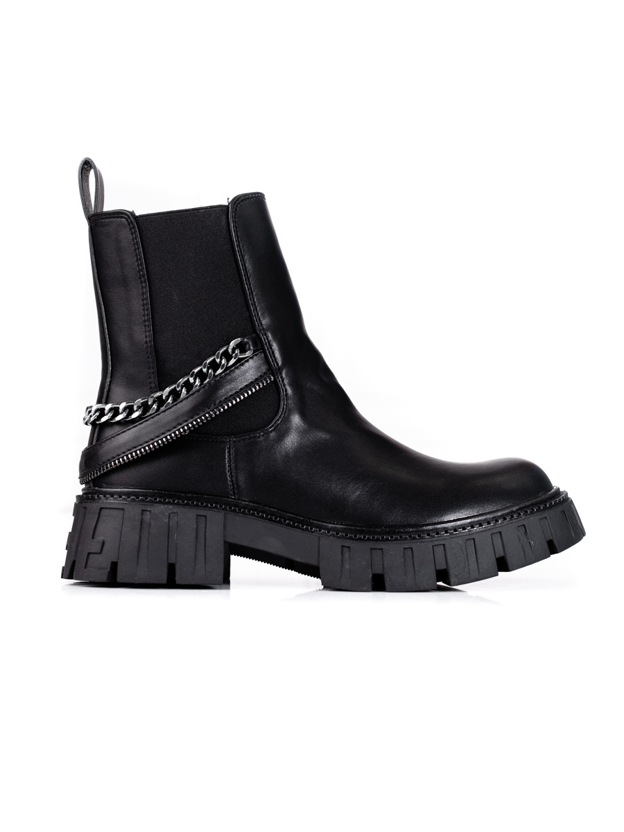 Čierne chelsea topánky s retiazkou GD-XR-623B Veľkosť: 36