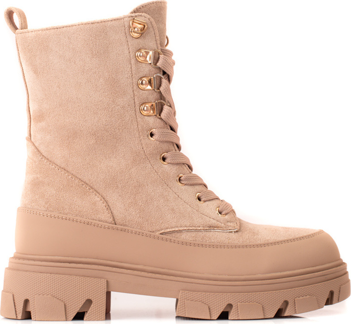 Béžové semišové workery na platforme 22-11067BE Veľkosť: 37