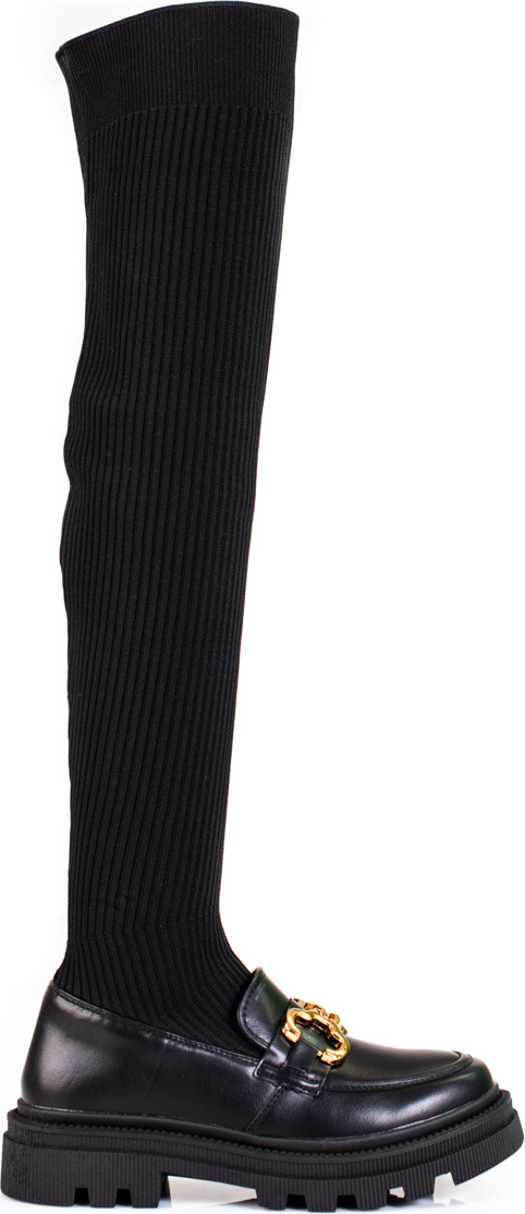 Dámske čierne čižmy s pružným zvrškom JJ21B Veľkosť: 38