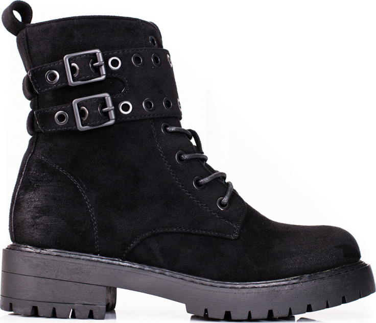 Čierne šnurovacie členkové topánky s prackami K22007A-B Veľkosť: 36