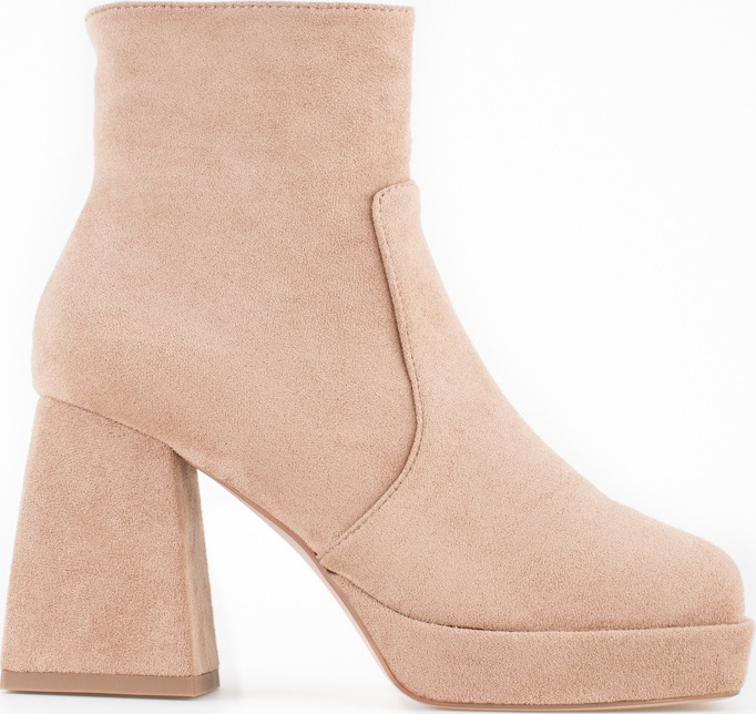 Béžové členkové topánky na širokom podpätku NS293P-LT.KH Veľkosť: 38