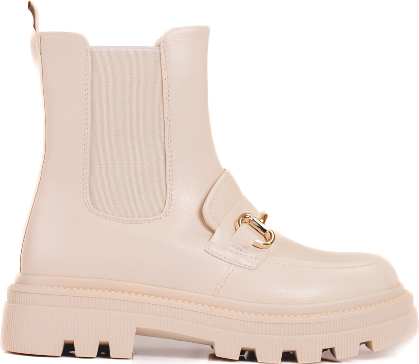 Dámske béžové chelsea topánky na platforme JJ20BE Veľkosť: 39